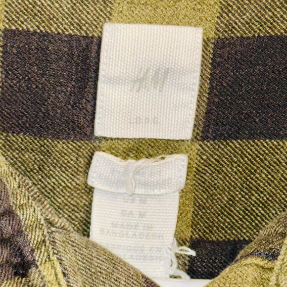 H&M Green Black Plaid Flannel Button-Up Shirt Men’s Medium - Picture 2 of 3